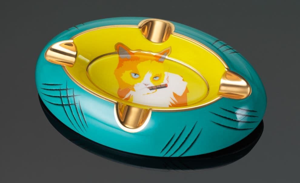 Siglo Cat Ashtray Yellow / Green