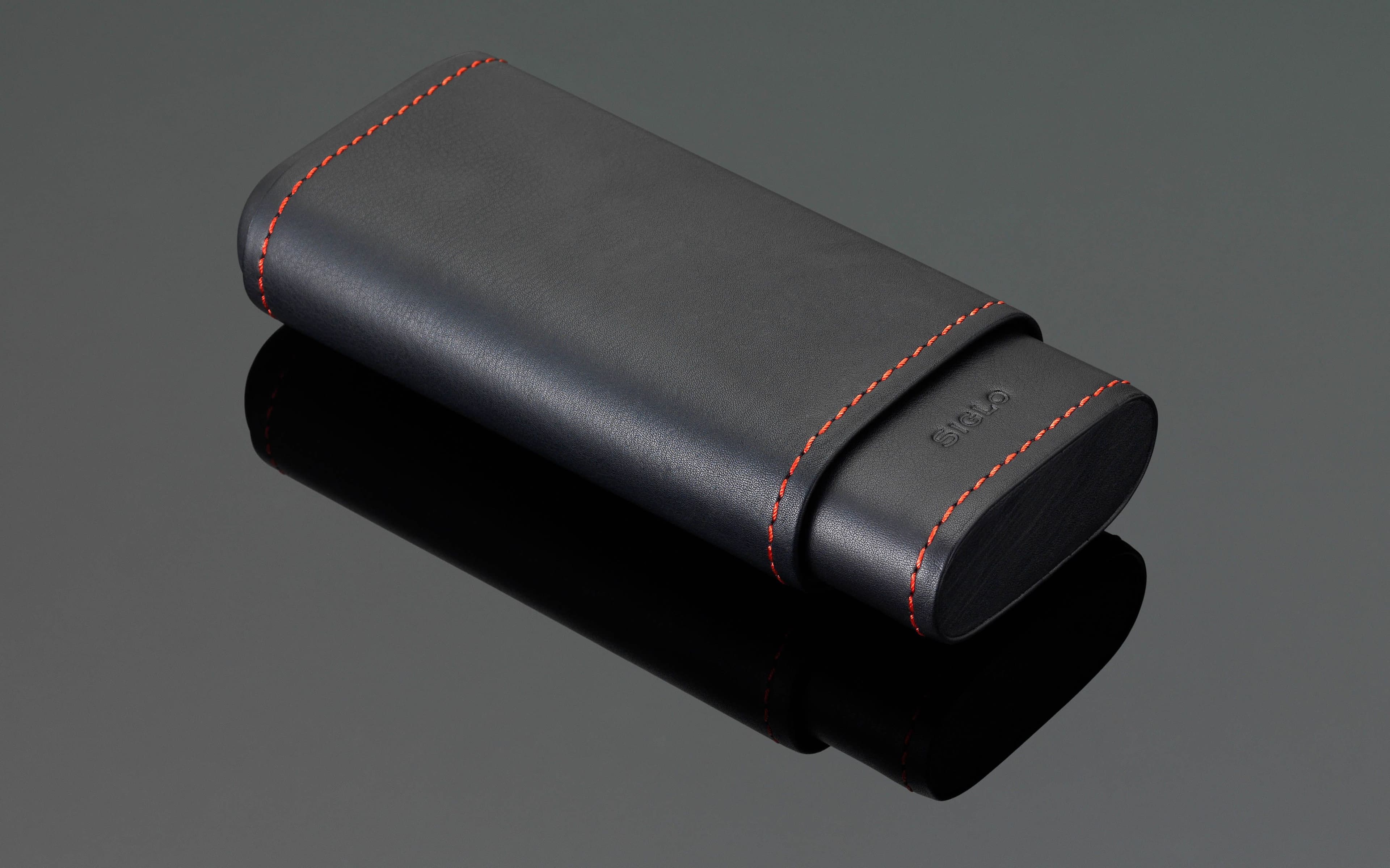 Siglo Cedar Leather Cigar Case Red Stitch